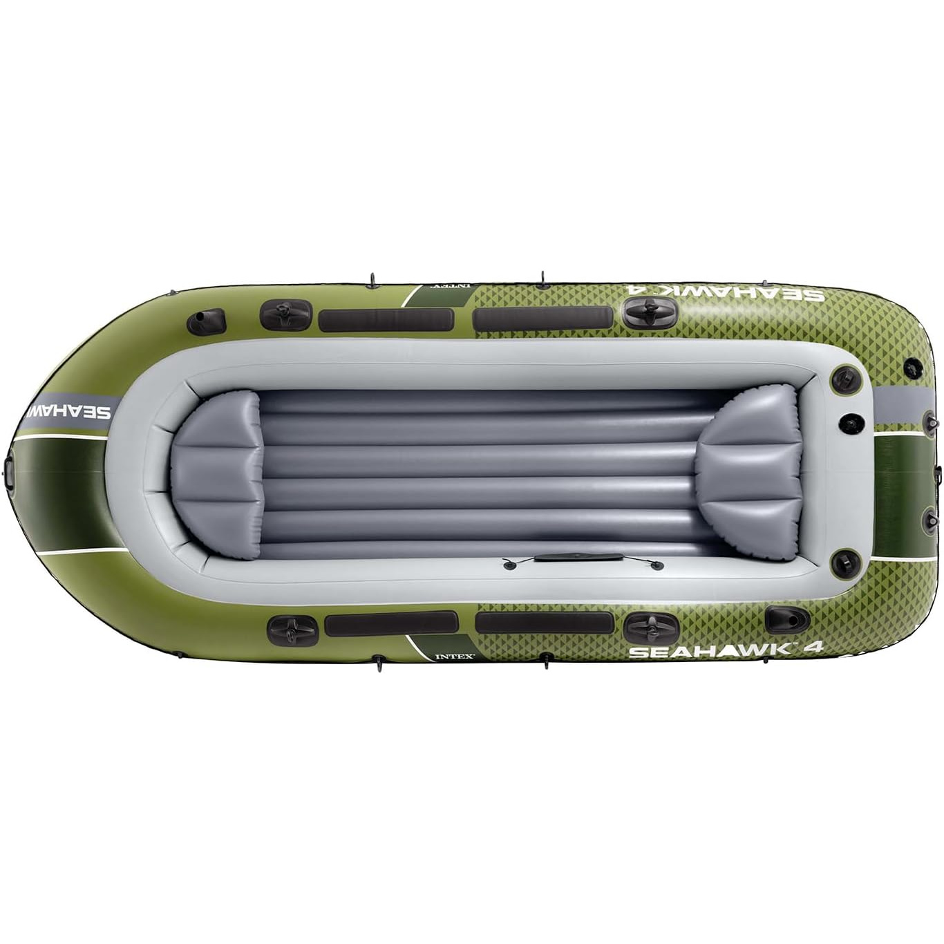 Grünes Schlauchboot mit grauer Sitzfläche, Modell Seahawk 4.