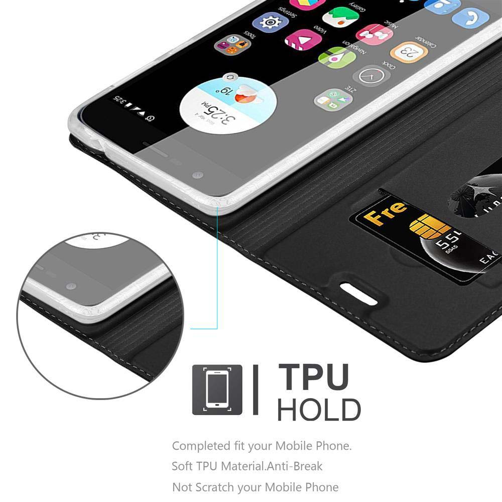 Un smartphone en una funda negra con ranura para tarjetas. La hora es 3:25.