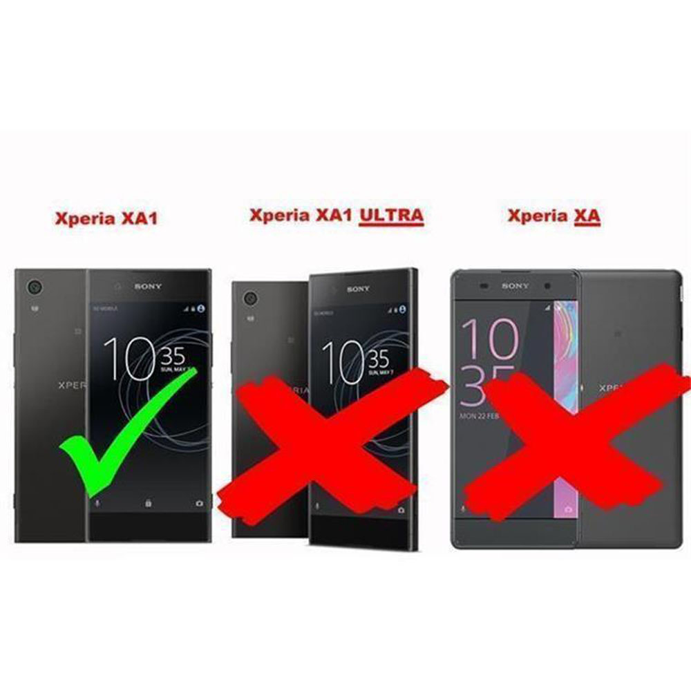 Tre telefoni Sony Xperia: XA1 (spunta verde), XA1 Ultra (X rossa), XA (X rossa).