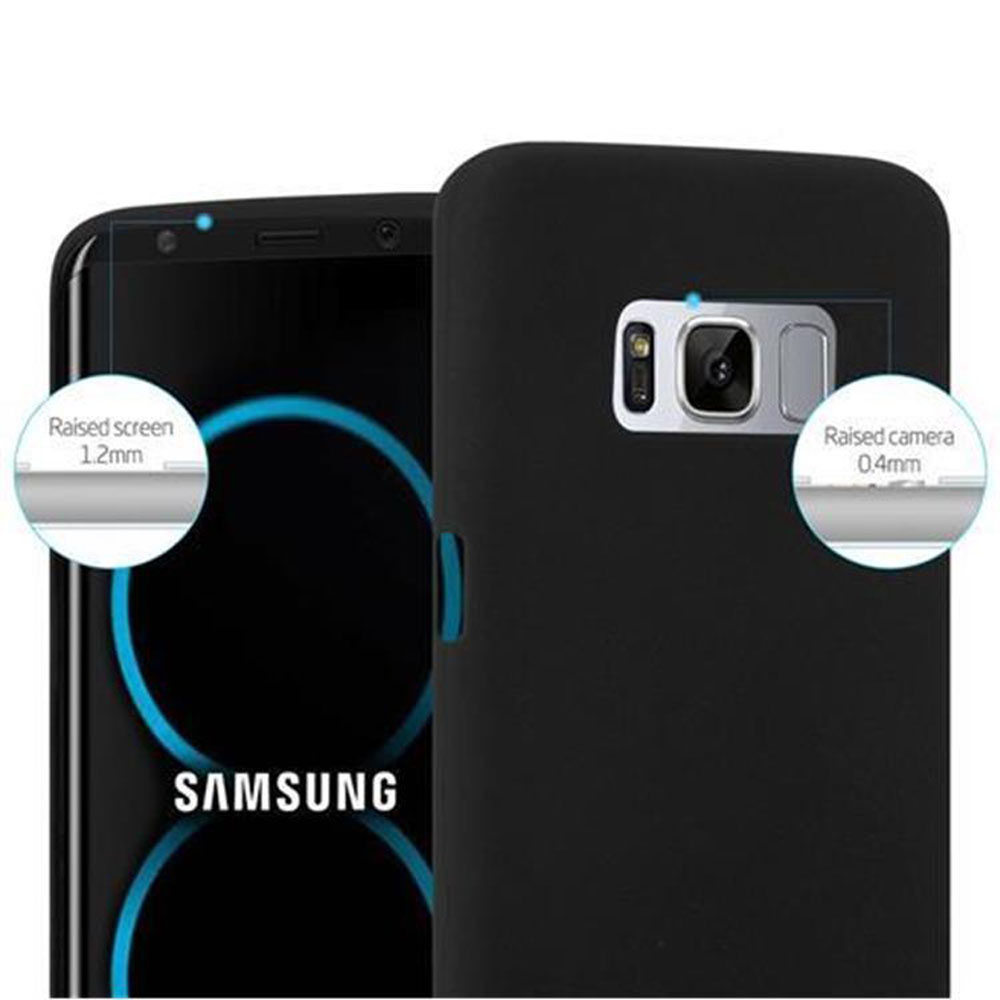 Custodia nera per telefono mostra schermo e fotocamera rialzati.