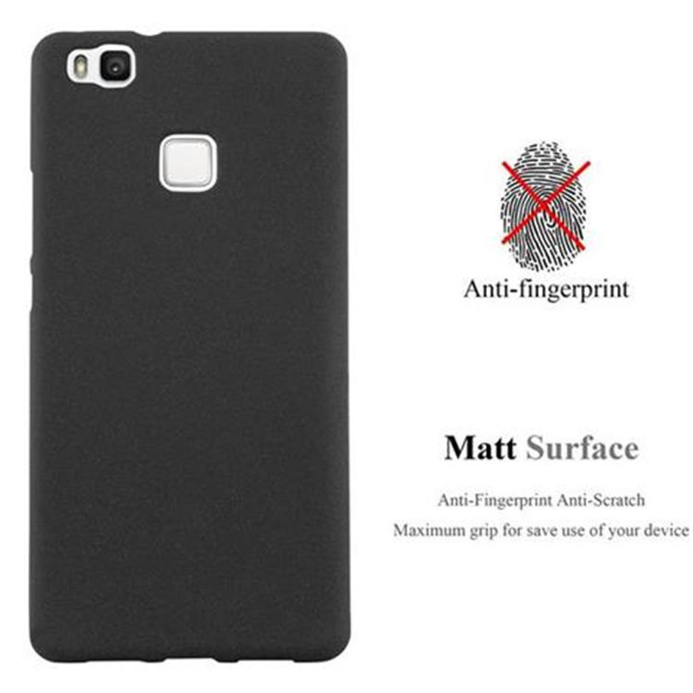 Funda negra para teléfono con acabado mate e icono de huella.