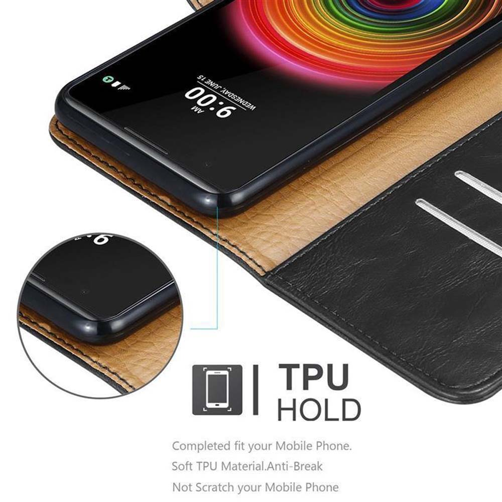 Uno smartphone in una custodia nera con uno sfondo colorato. L'orologio segna le 9:00.