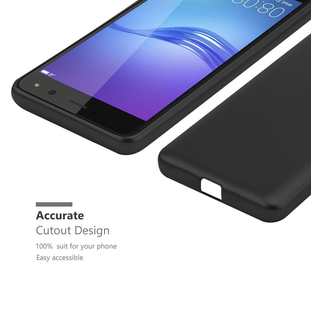 Schwarzes Smartphone mit Hülle und Text. Präzises Ausschnittdesign.
