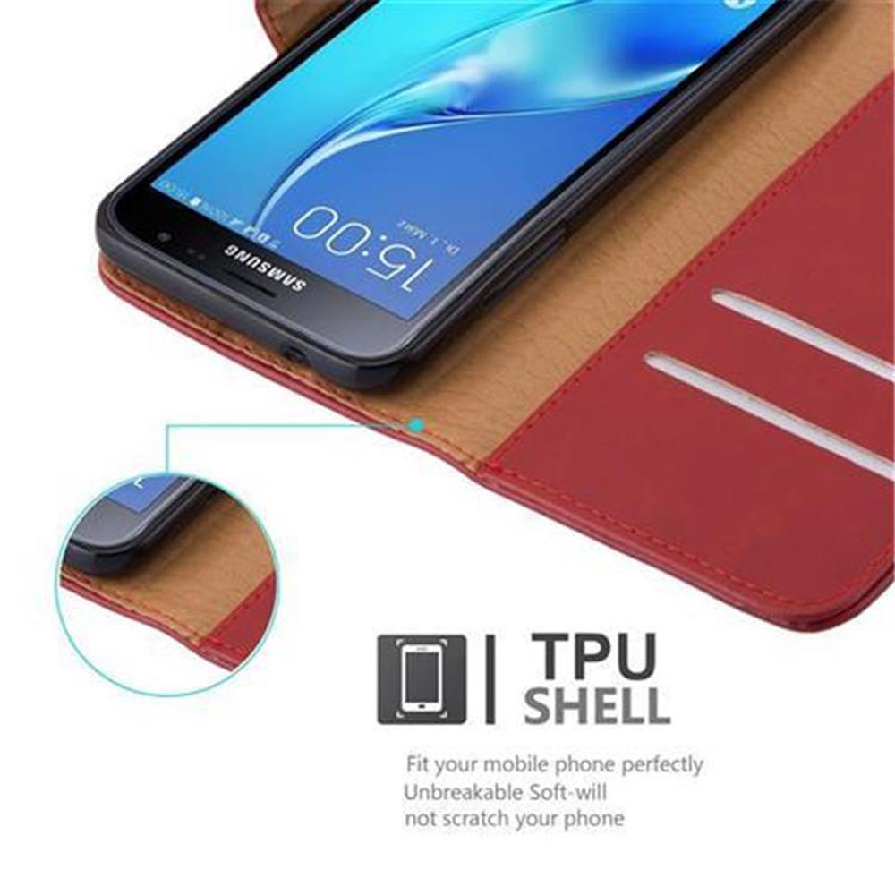 Una custodia rossa per telefono con display Samsung che mostra le 15:00.