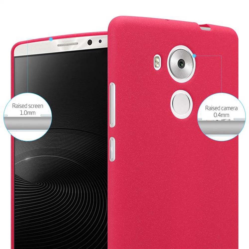 Cover rossa per smartphone, con dettagli su fotocamera e schermo rialzati.