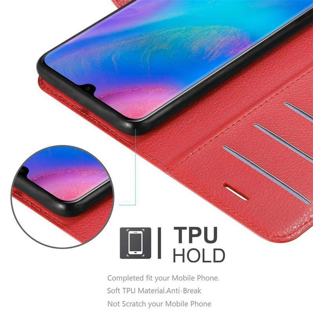 Rotes Handyhülle mit einem Handy darin, zeigt TPU-Halt-Funktion.