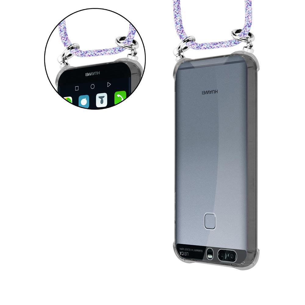 Ein durchsichtiger Handykoffer mit Band, der ein Huawei-Telefon zeigt.