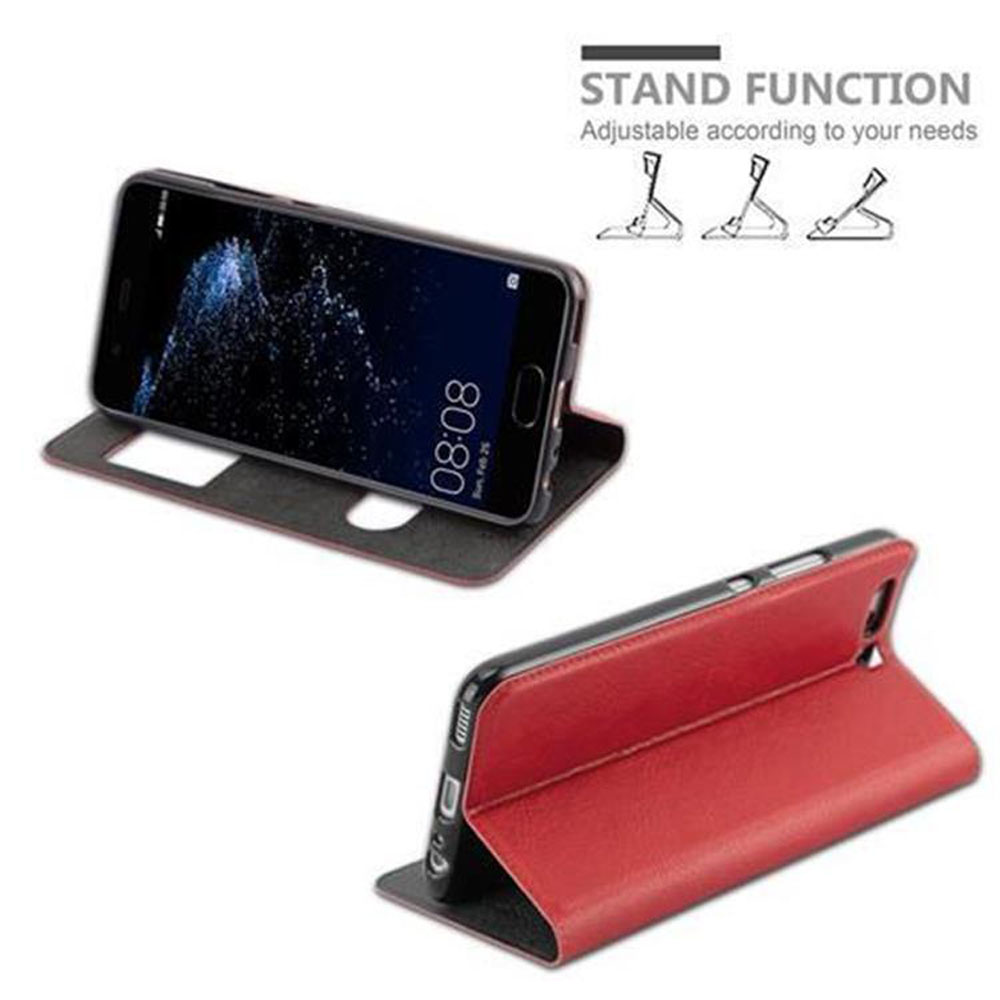 Una custodia a libro rossa per telefono con supporto per smartphone.
