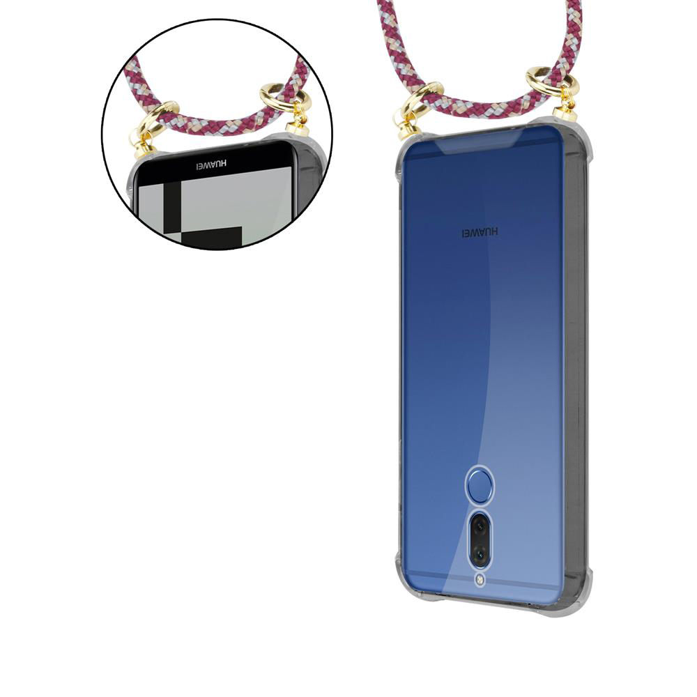 Due smartphone Huawei in custodie trasparenti con laccetto.