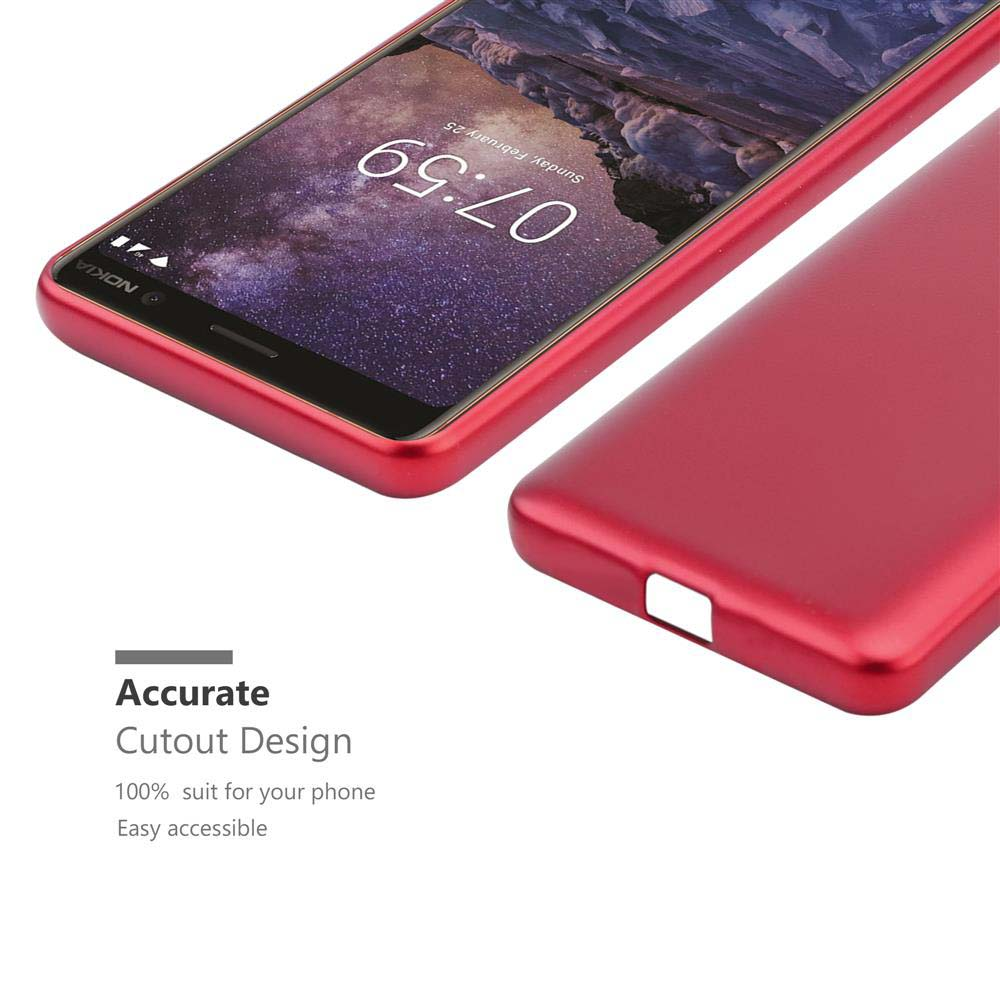 Ein rotes Handycover neben einem Smartphone mit 07:59 Uhr.