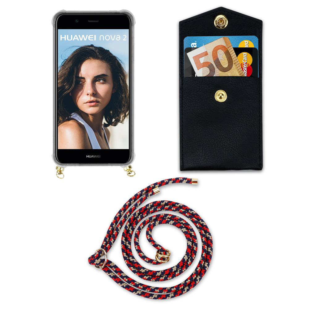 Custodia Huawei Nova 2 con porta carte e laccetto.
