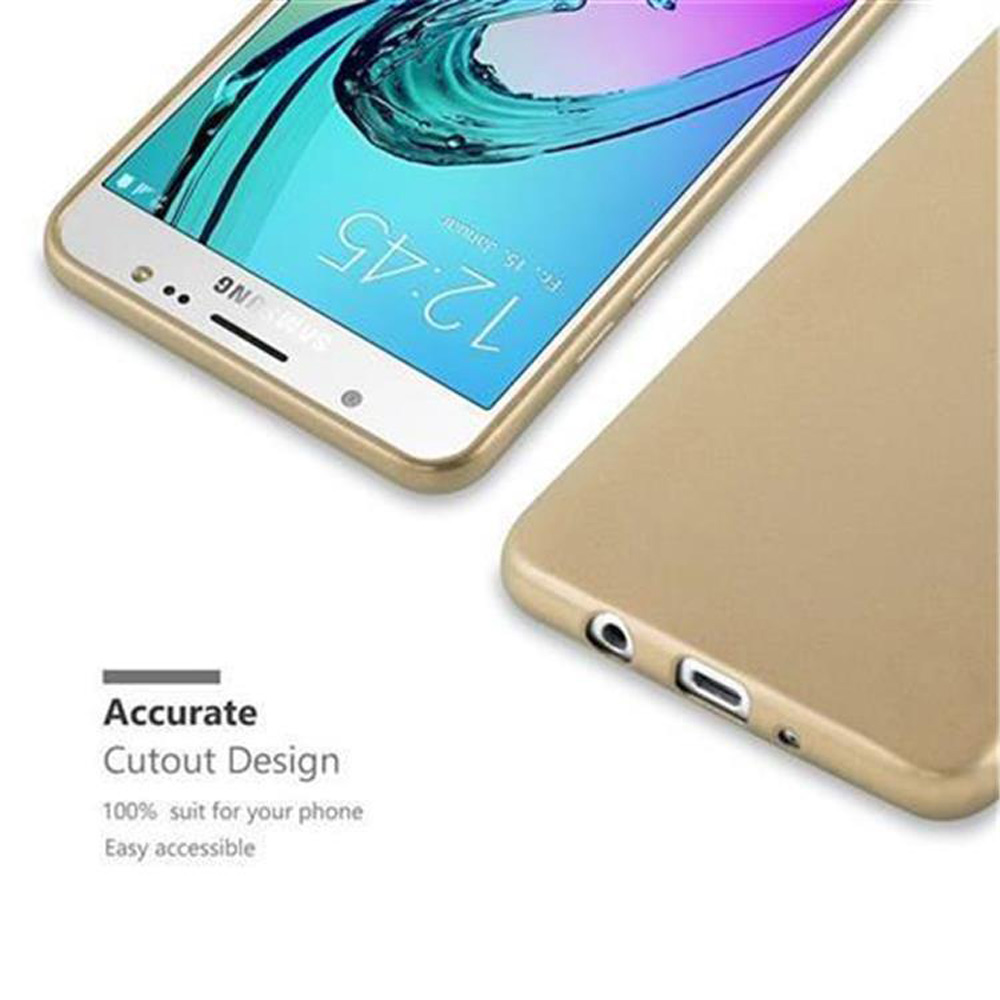 Goldene Handyhülle neben einem Smartphone mit 12:45 Uhr Anzeige.