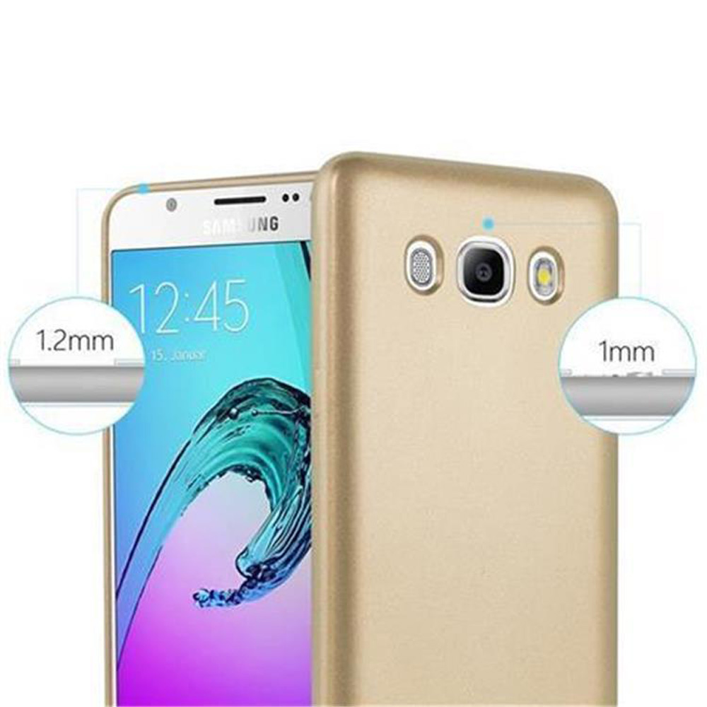Goldene Handyhülle mit Kameras und Maßen 1,2 mm und 1 mm.