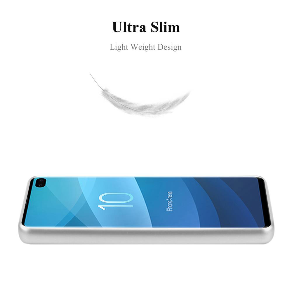 Uno smartphone sottile con un'icona di piuma e testo, che indica leggerezza.