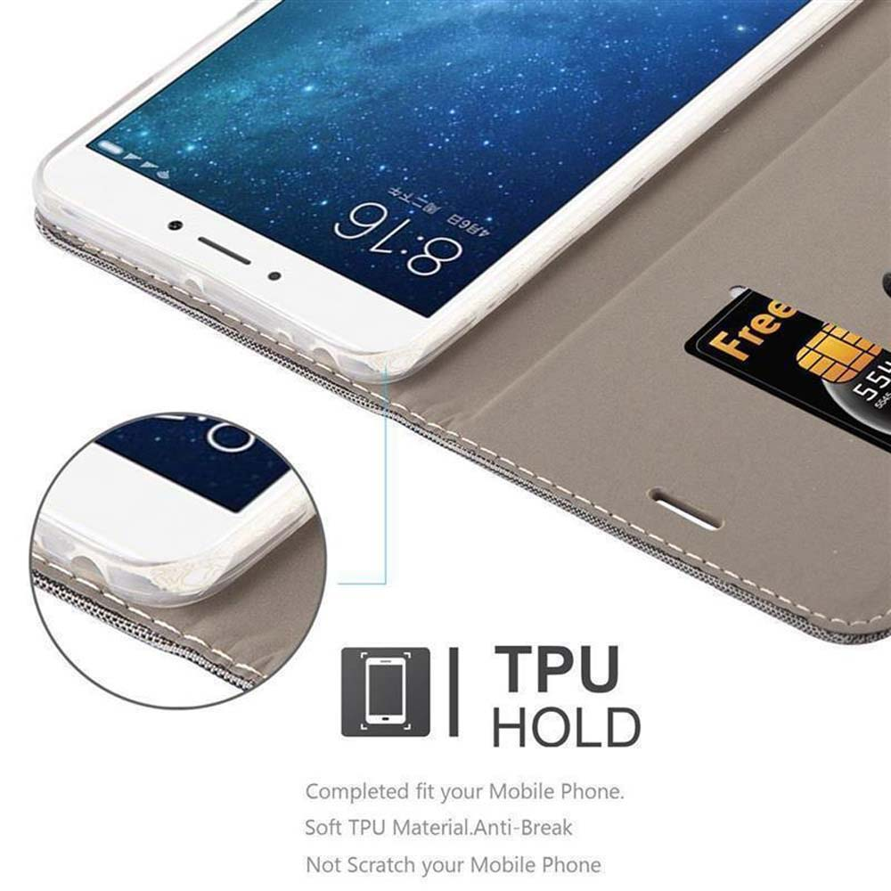 Uno smartphone in una custodia grigia con una scheda SIM.