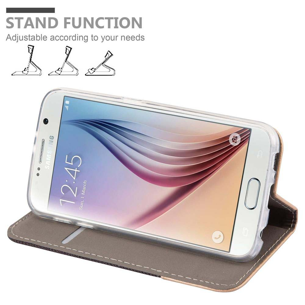 Uno smartphone in una custodia con funzione di supporto.
