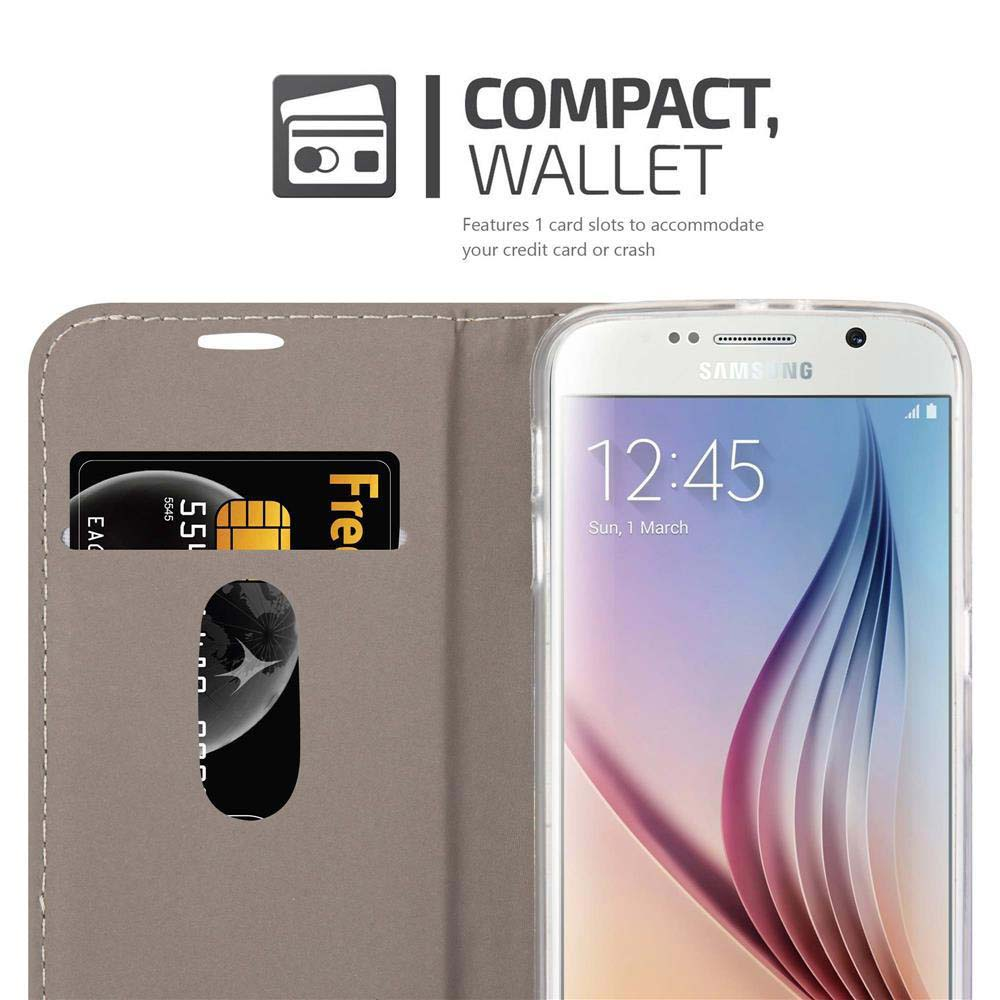 Uno smartphone in una custodia grigia con una carta.