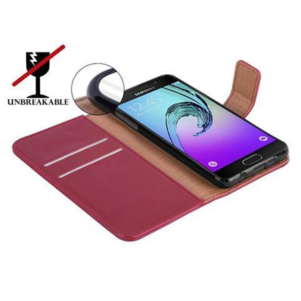 Funda burdeos para móvil con teléfono Samsung mostrando 'Irrompible'.
