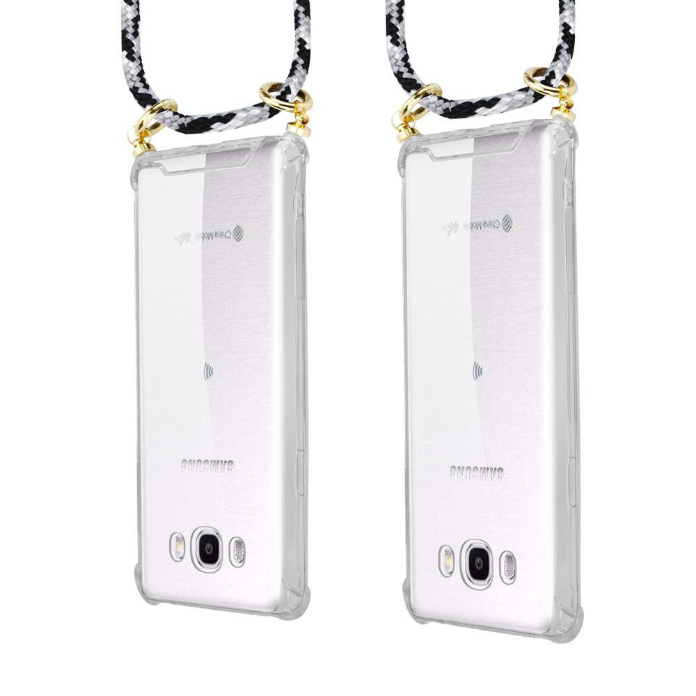 Due custodie trasparenti con cordino, logo Samsung, fotocamere, su sfondo bianco.