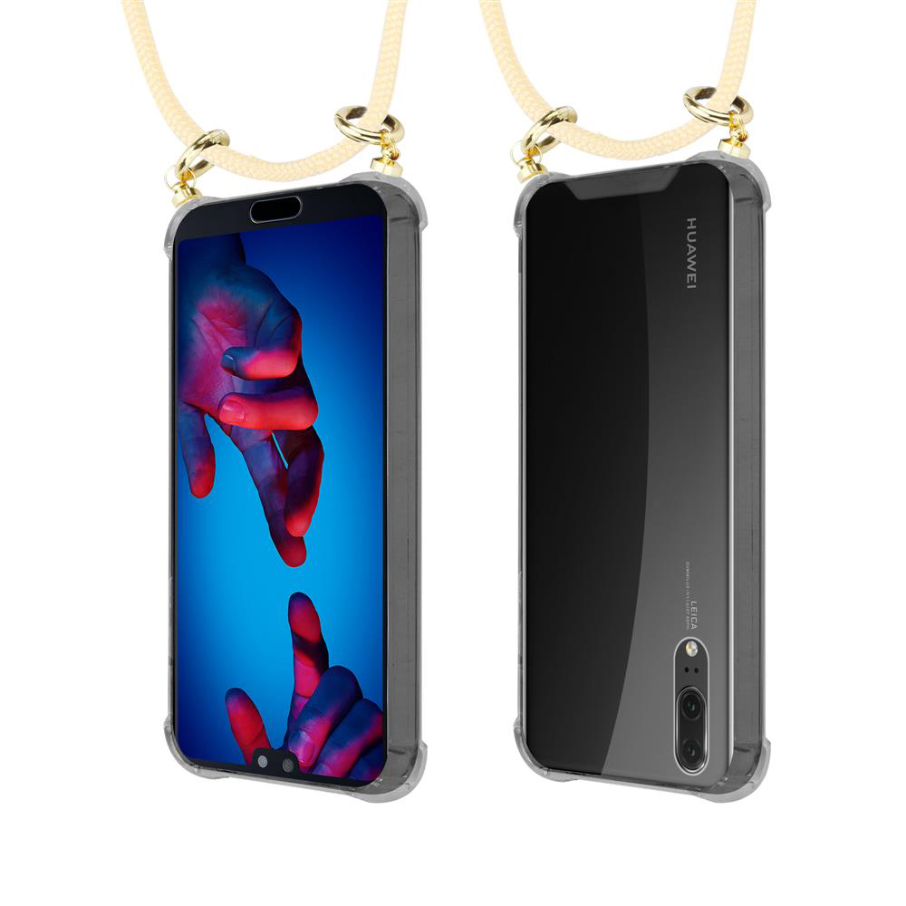 Due smartphone in custodie protettive con lacci, vista frontale e posteriore.