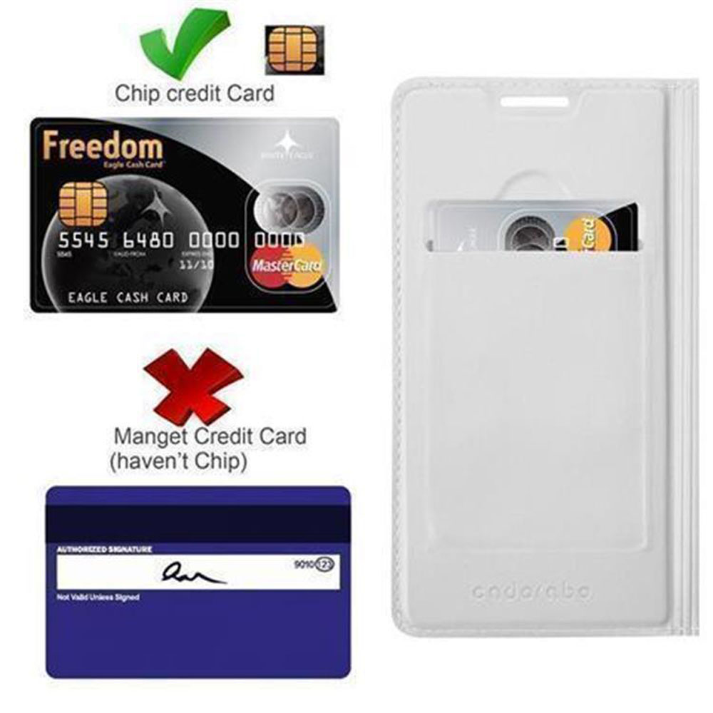 Un porta carte di credito mostra una carta "Freedom" e una custodia bianca.