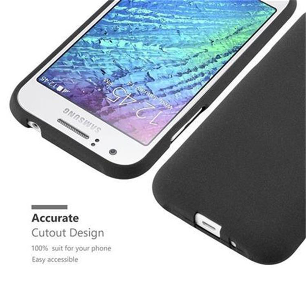 Custodia nera accanto a uno smartphone bianco con schermata di blocco.