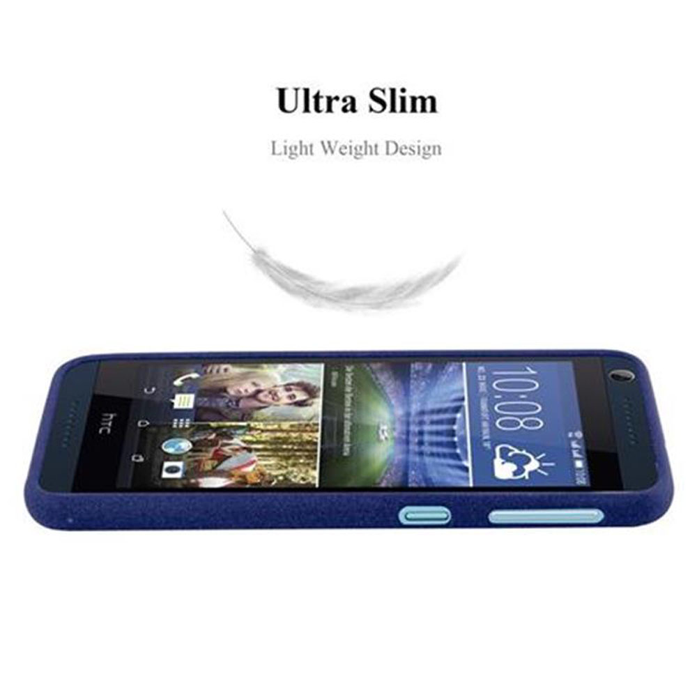 Un telefono sottile, blu scuro con un'icona di piuma e testo.