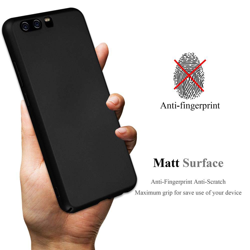 Schwarze Handyhülle mit Matt-Oberfläche und Anti-Fingerabdruck-Symbol.