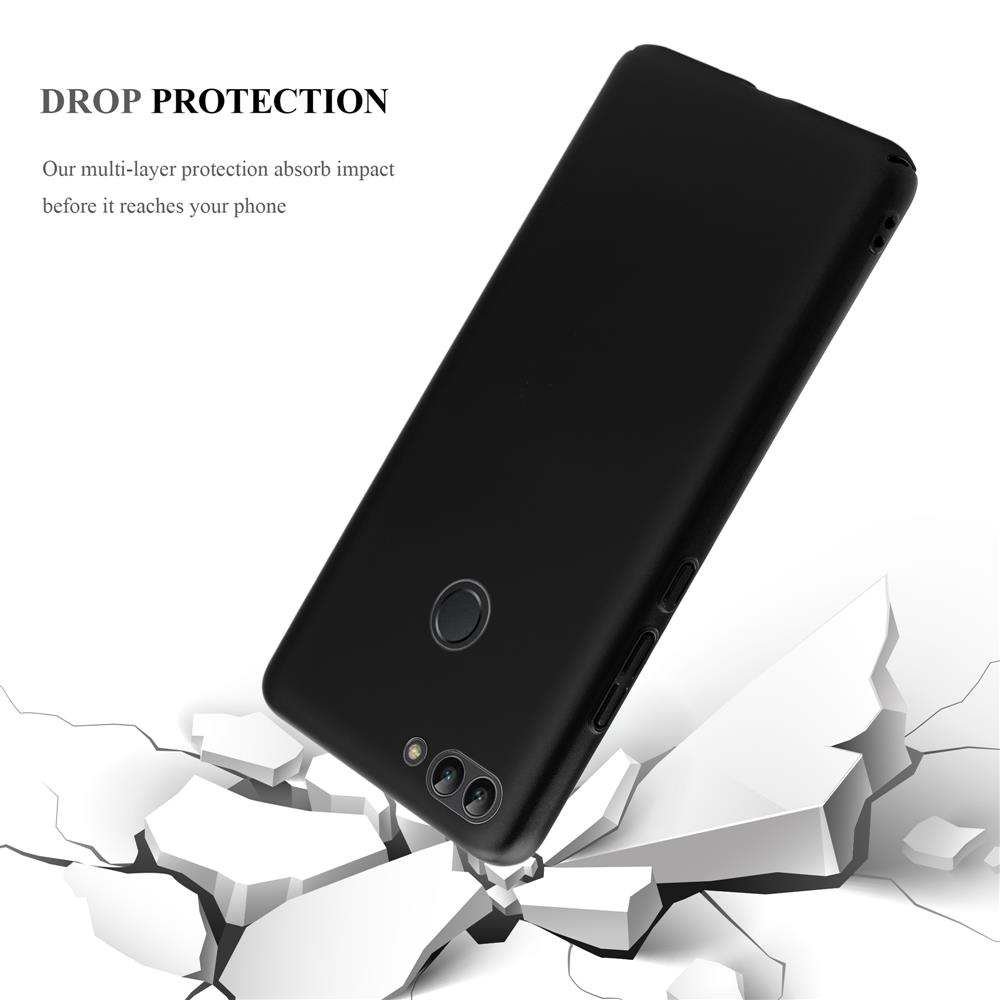 Cover nera per telefono su terreno incrinato, dimostra protezione caduta.