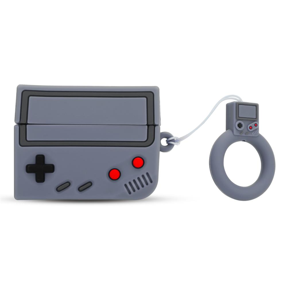 Graue Hülle im Retro-Gaming-Design mit Ring und Lanyard.