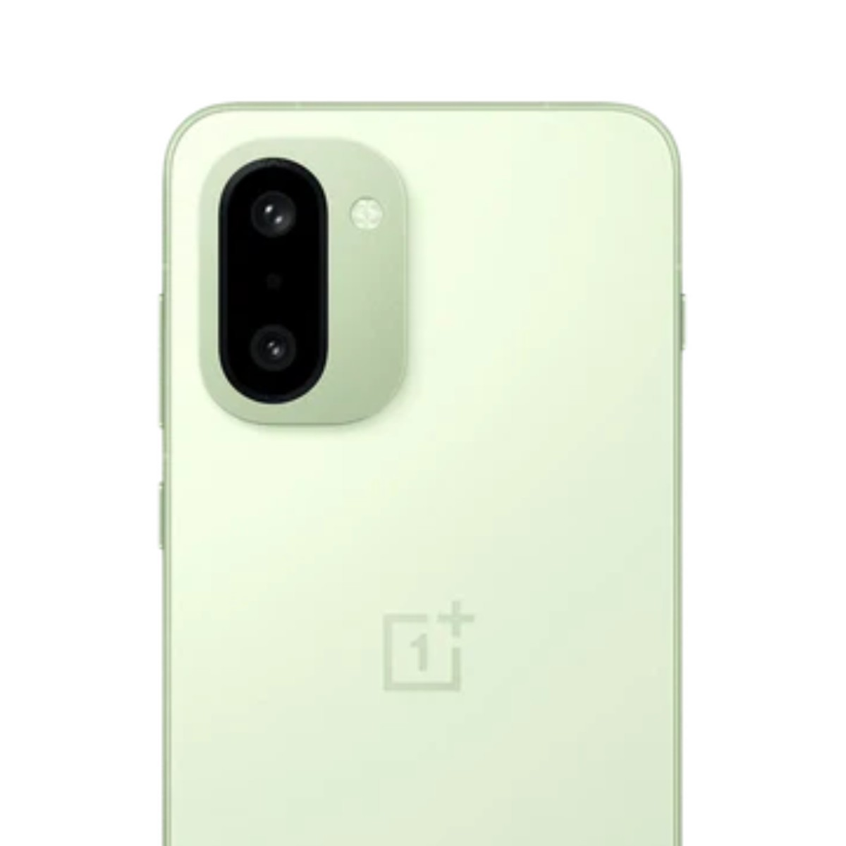 Ein hellgrünes Smartphone mit zwei Kameras und einem OnePlus-Logo.