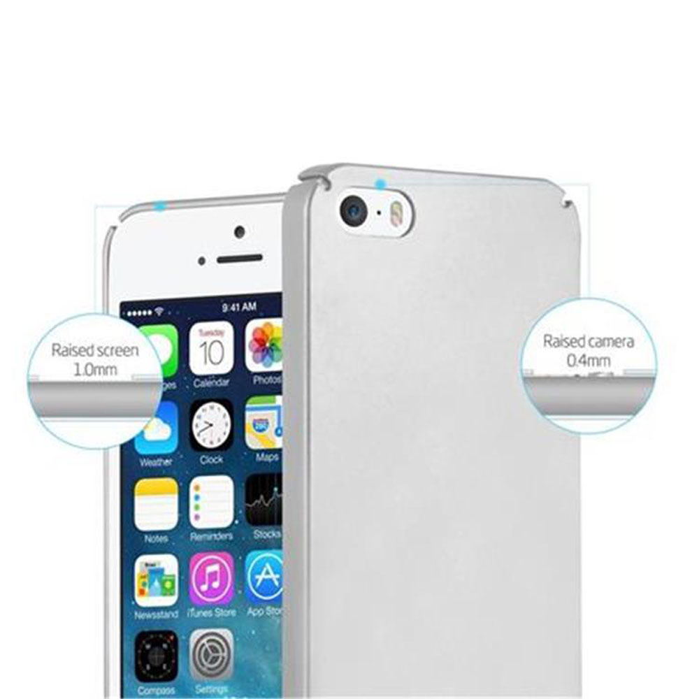 Zwei weiße iPhones, eines mit Bildschirm, das andere mit Kamera, zeigen erhöhte Kanten.