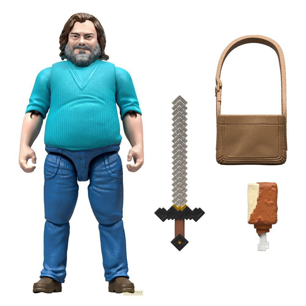 Una figura giocattolo con capelli e barba castani, indossa un top blu e jeans.