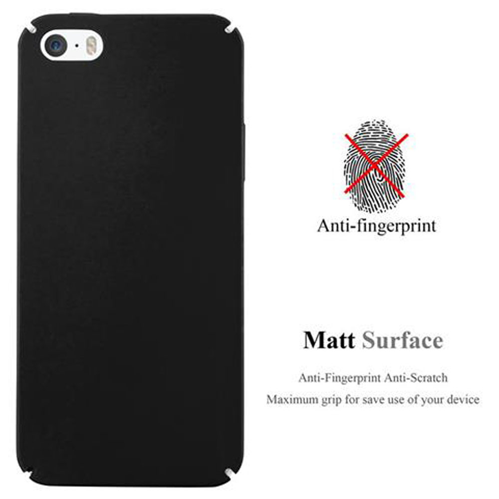 Schwarze Handyhülle mit "Anti-Fingerabdruck" und "Matt Surface" Aufschriften.