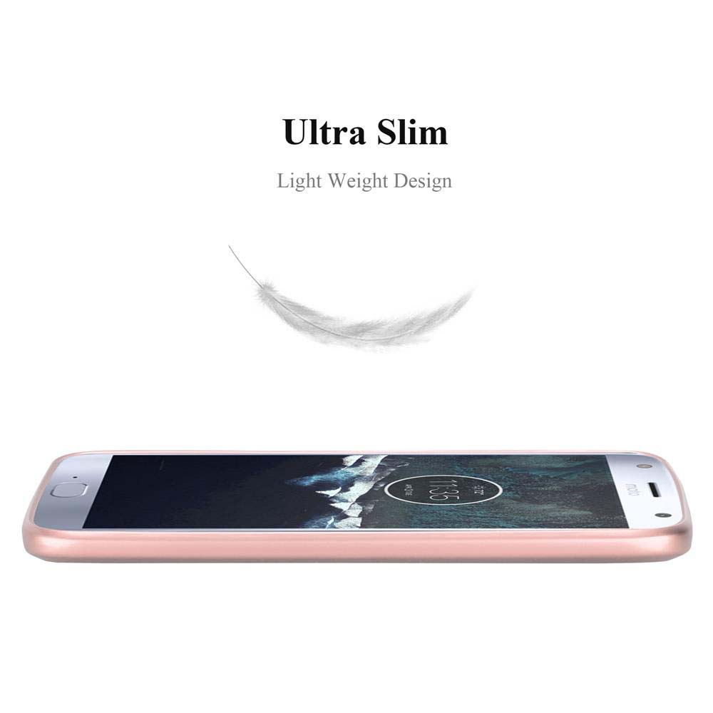 Ein rosafarbenes Smartphone mit einem leichten Design und einer Feder.