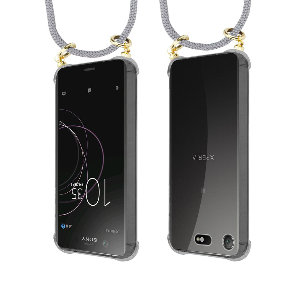 Zwei Sony Xperia Handys mit Lanyards, eines zeigt die Uhrzeit 10:35.
