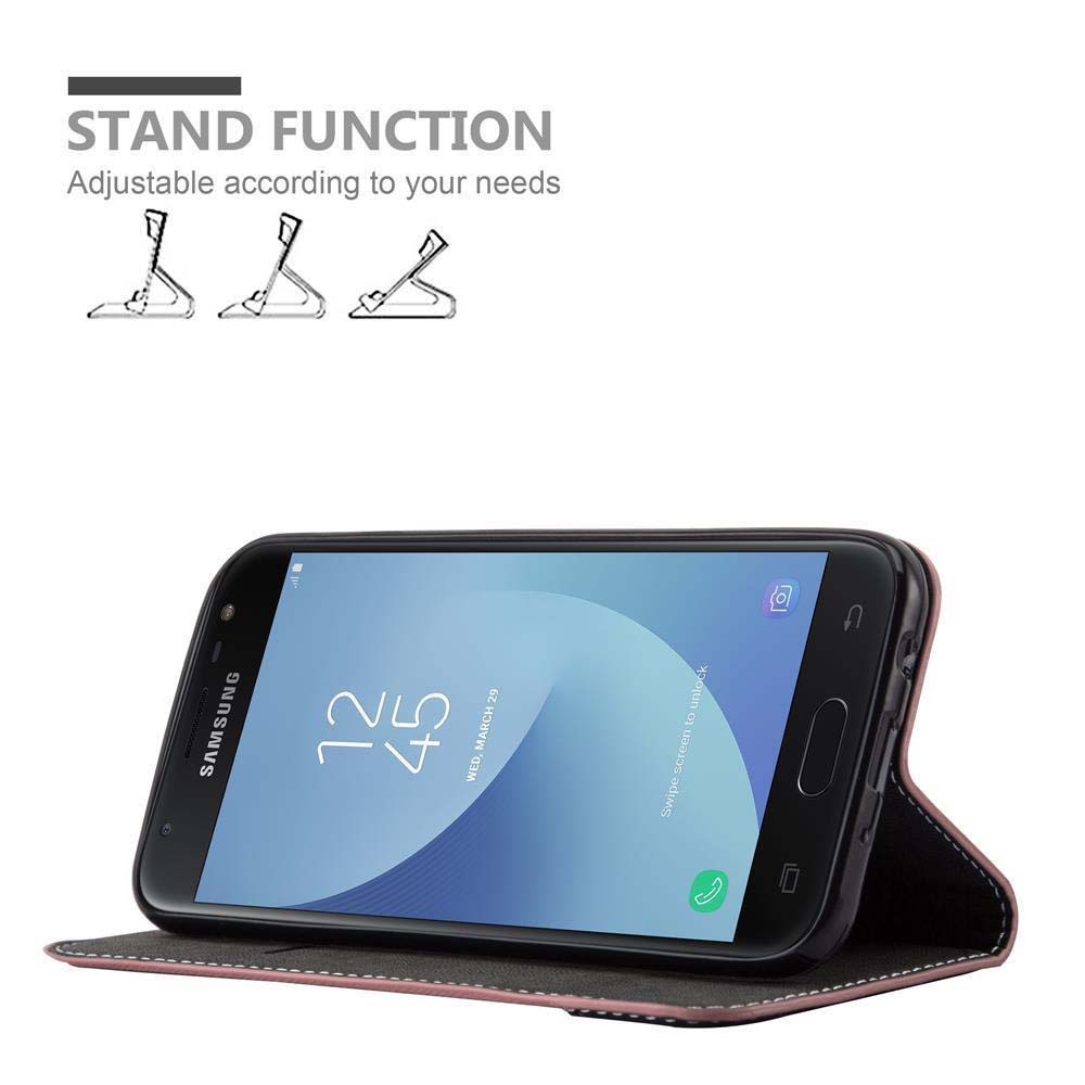 Telefono Samsung in custodia rosa con funzione stand che mostra le 12:45.
