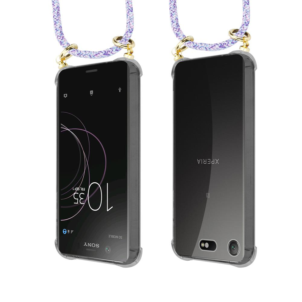 Zwei Smartphones mit Lanyards. Eines zeigt die Uhrzeit 10:35, das andere ist leer.