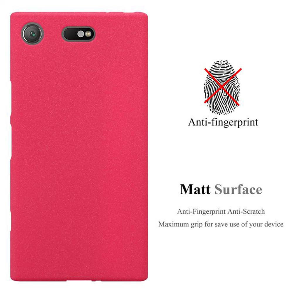 Cover rossa per telefono con logo anti-impronta e superficie opaca.