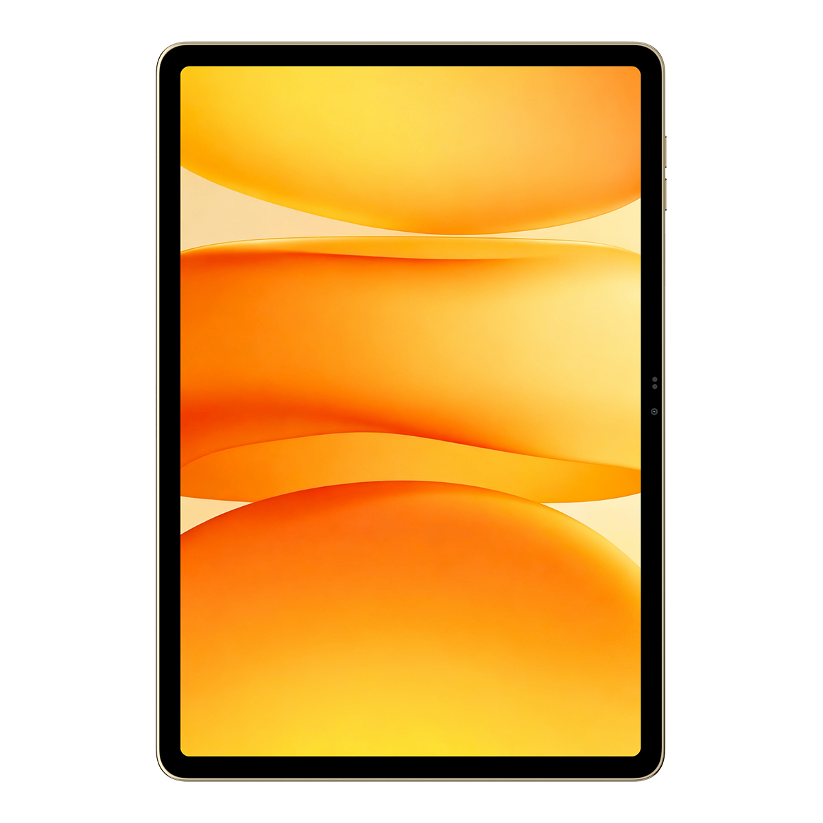 A gold tablet displaying a gradient of orange and yellow waves.