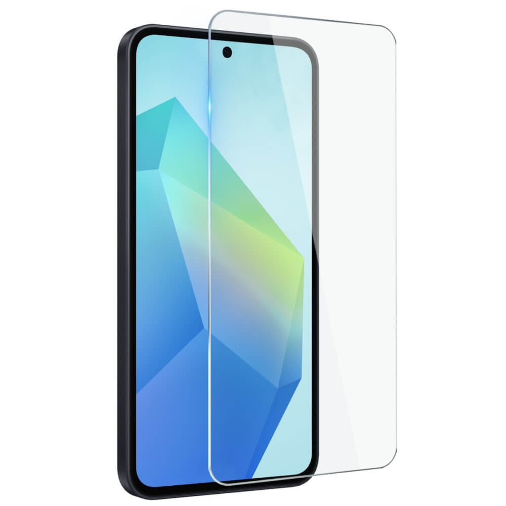 Uno smartphone con una protezione dello schermo in vetro posizionata sullo schermo.