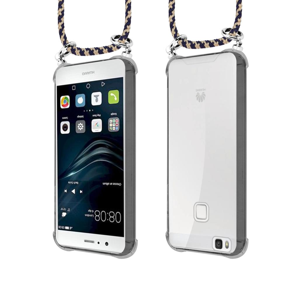 Due smartphone Huawei con cordini. Uno mostra la schermata iniziale, l'altro il retro.