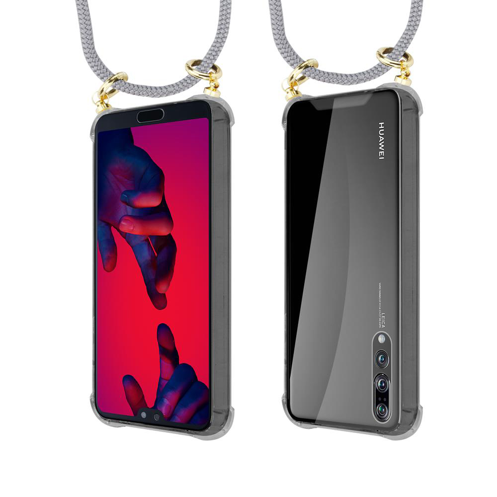 Due smartphone Huawei con laccetto, uno mostra lo schermo, l'altro il retro.