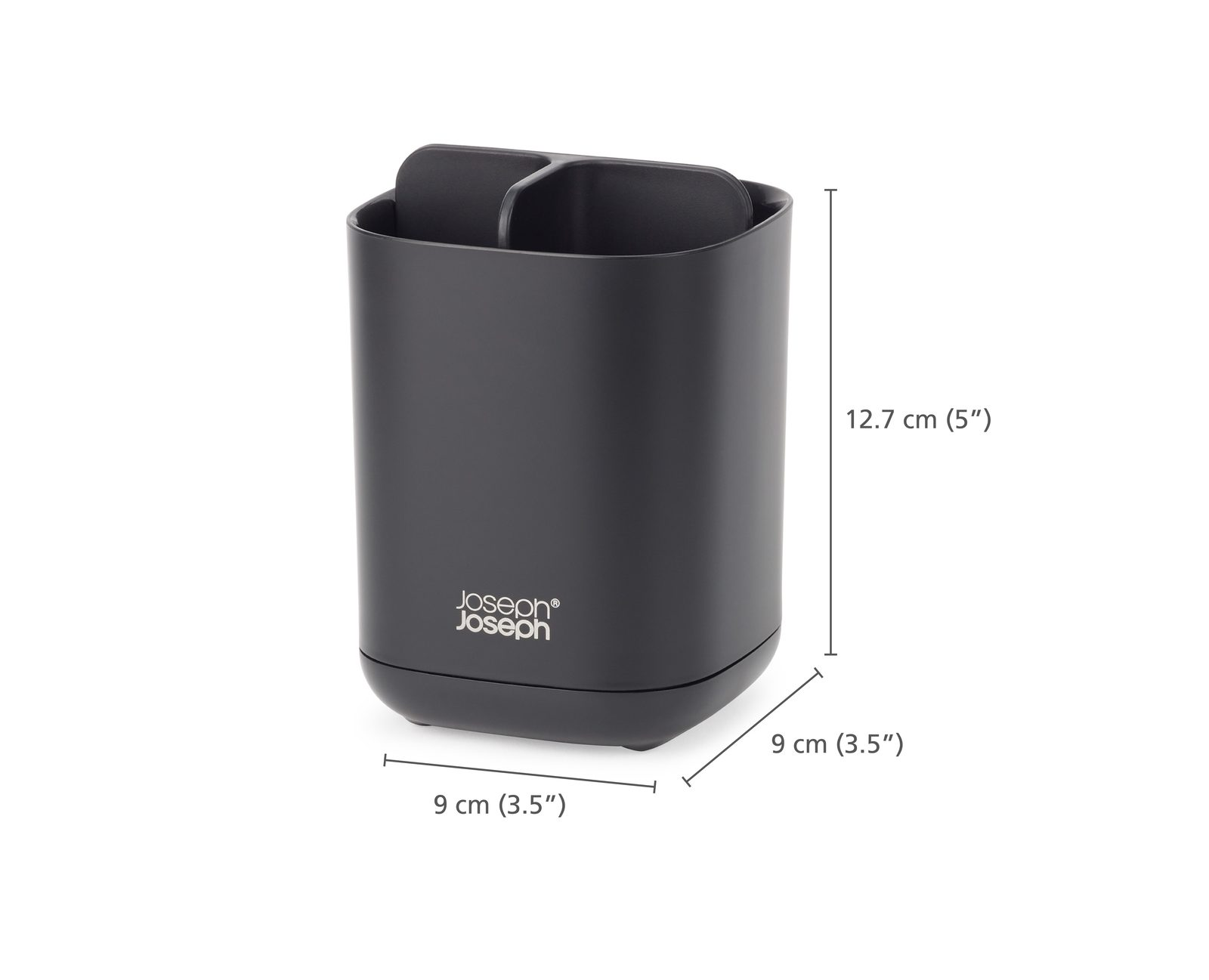 Organizador negro Joseph Joseph de dos compartimentos, Al 12,7 cm, An 9 cm.