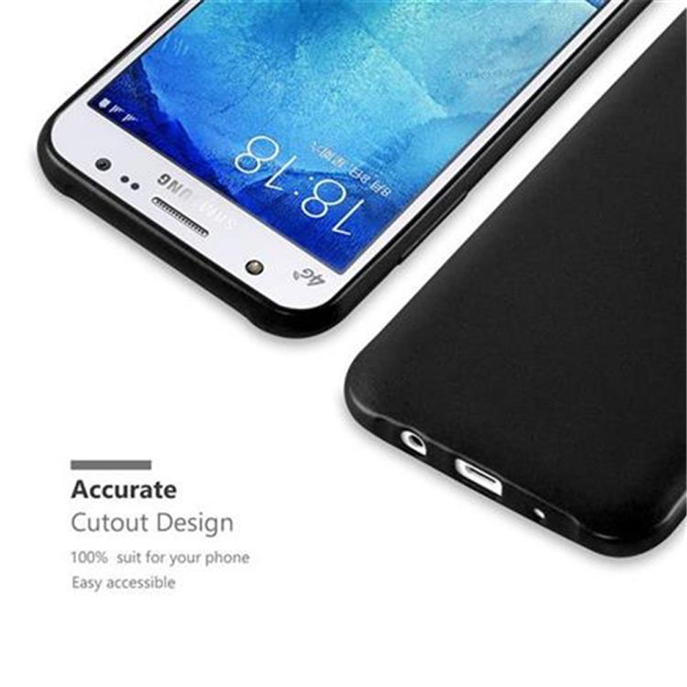 Una custodia nera per telefono è mostrata accanto a un telefono Samsung che visualizza 18:18.