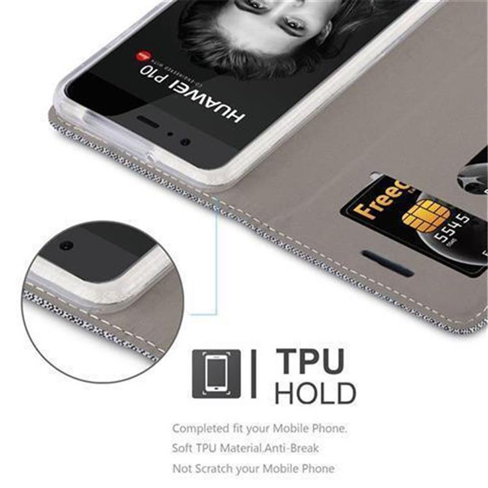 Graues Handyhülle mit Huawei P10 und einer SIM-Karte.