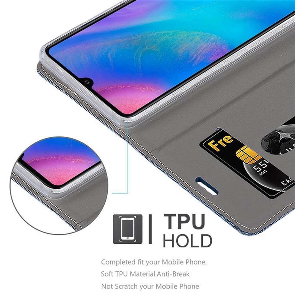 Custodia grigia per telefono con slot per carte e telefono all'interno.