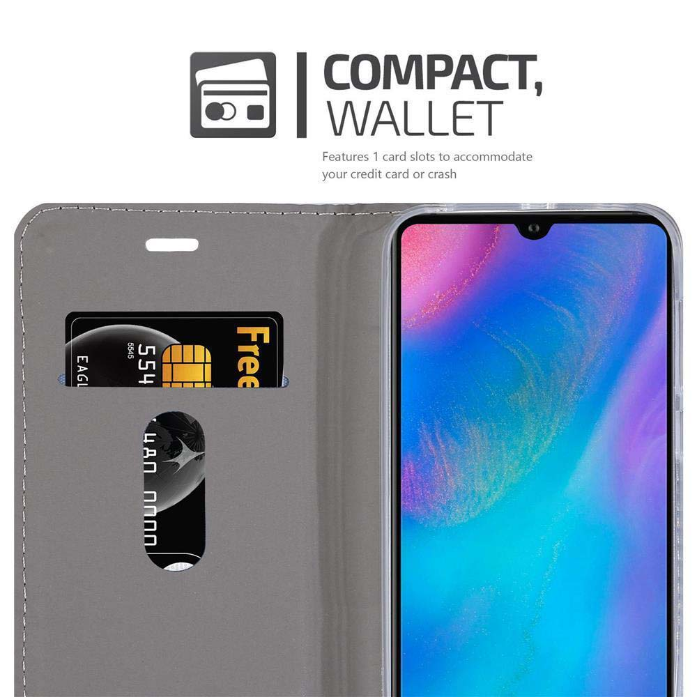 Portafoglio grigio con carta "Free" e carta di credito. Smartphone accanto.