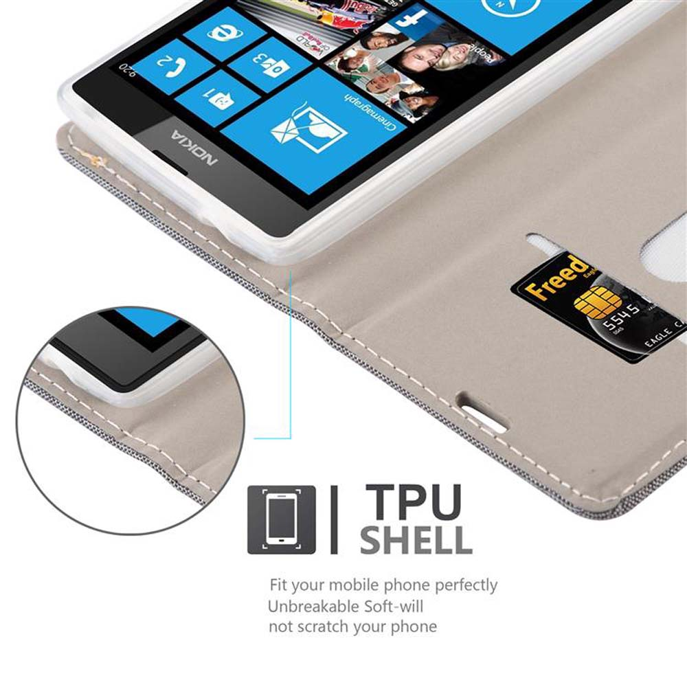 Uno smartphone Nokia in una custodia che contiene una carta di credito.