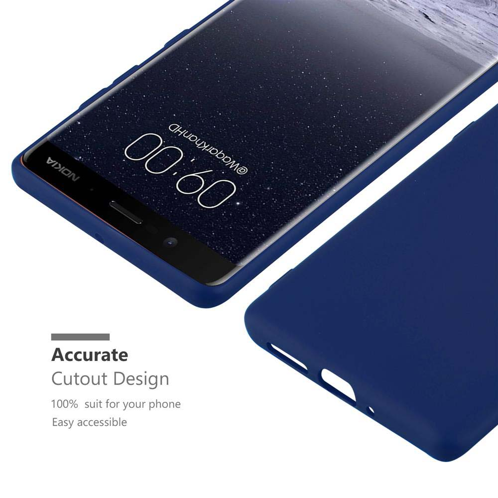 Una custodia blu avvolge un telefono Nokia che mostra le 09:00 sullo schermo.